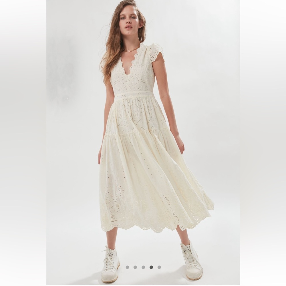 UO Wild Daisy Eyelet Tie-Back Midi Dress | Urban Outfitters
